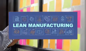 Koncepcja lean management przedstawiona przez ikony symbolizujące efektywność, recykling, automatyzację i optymalizację procesów.
