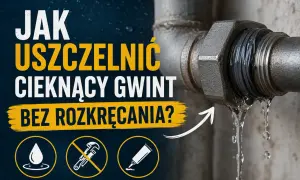 Wyciek z gwintu rurowego walcowego. Jak uszczelnić cieknący gwint bez rozkręcania? Woda kapie z metalowej rury.