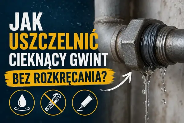 Wyciek z gwintu rurowego walcowego. Jak uszczelnić cieknący gwint bez rozkręcania? Woda kapie z metalowej rury.