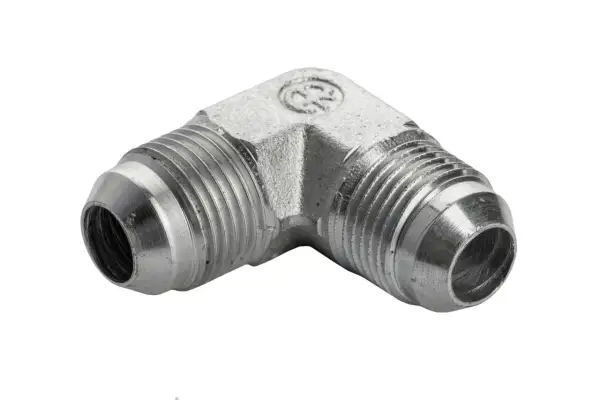 Metalowy kolanko hydrauliczne z gwintami. Różne rozmiary gwintów hydraulicznych są kluczowe dla szczelnych połączeń.